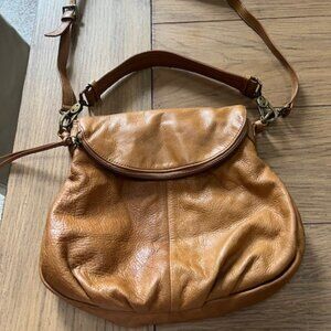 Margot New York  tan leather dual strap Zip Strap Hobo